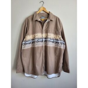 90s/Y2K Cabelas Soft Chamois Shirt Long Sleeve Button Down 2xl Tall Hunting Dogs